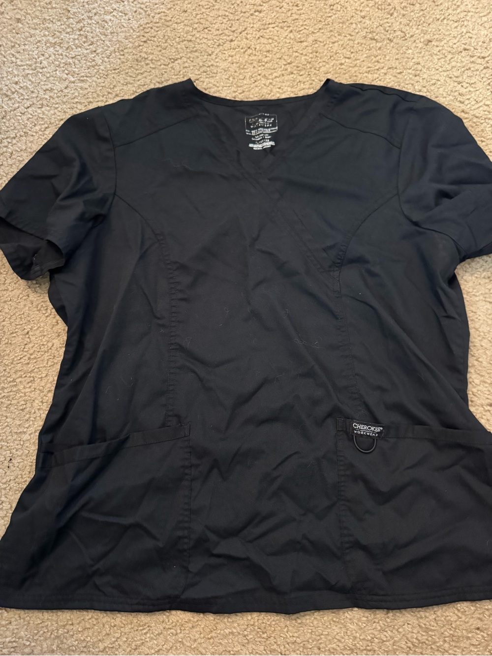 Cherokee Black Short Sleeve V-Neck Scrub Top